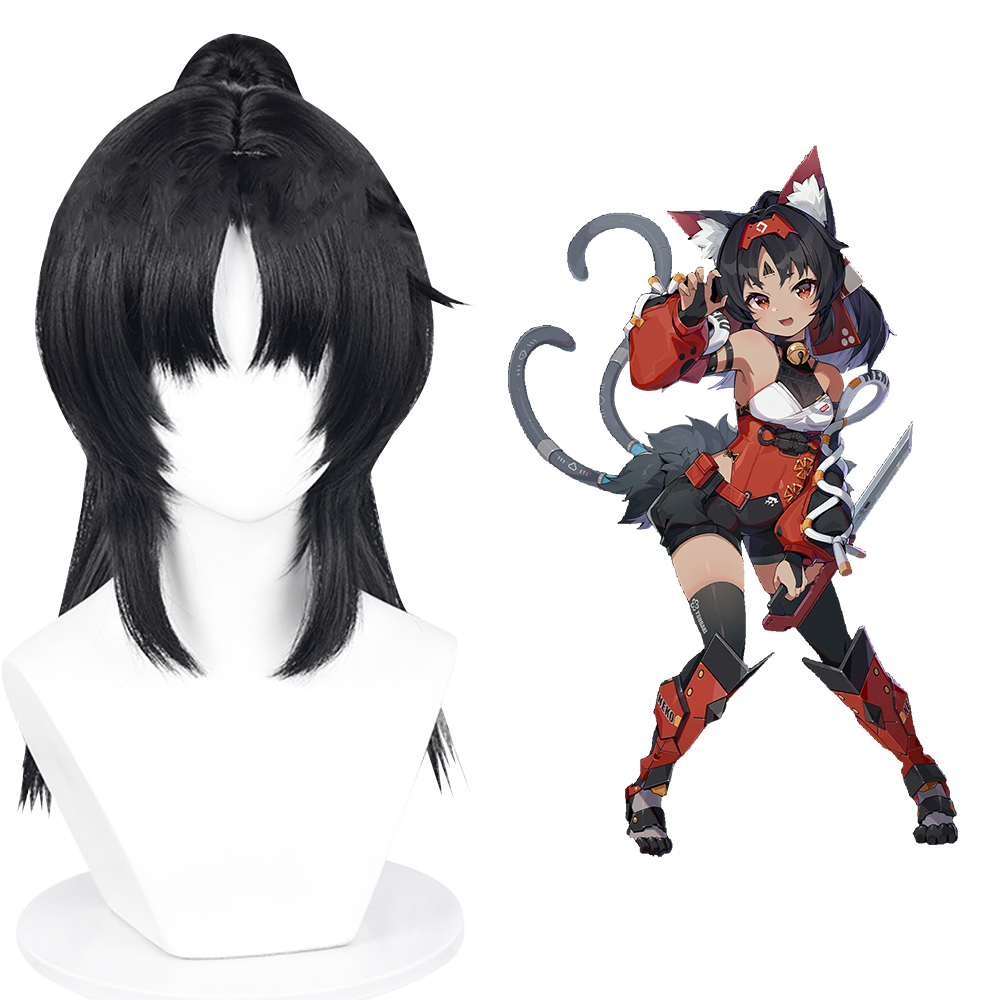 Zenless Zone Zero Nekomata Mana Black Black Cosplay Wig