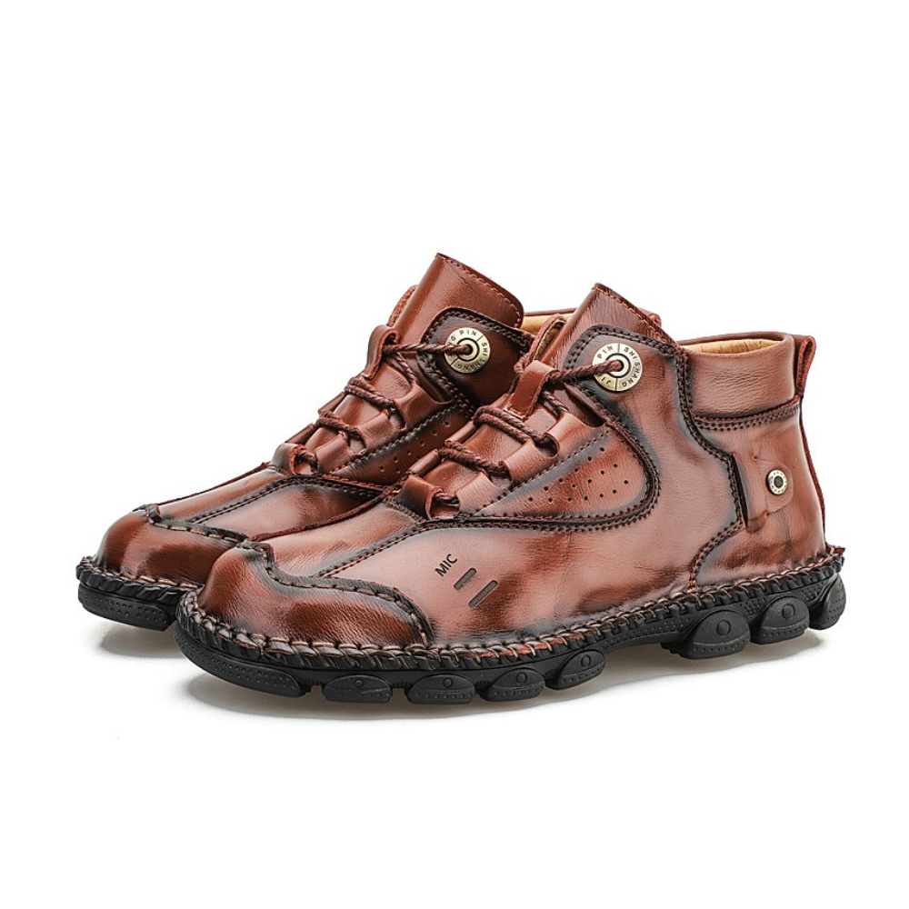 Men's Waterproof Premium Supple Leather Comfortable Leather Shoes - Spacious Toe Box, Arch Support, Pressure Relief