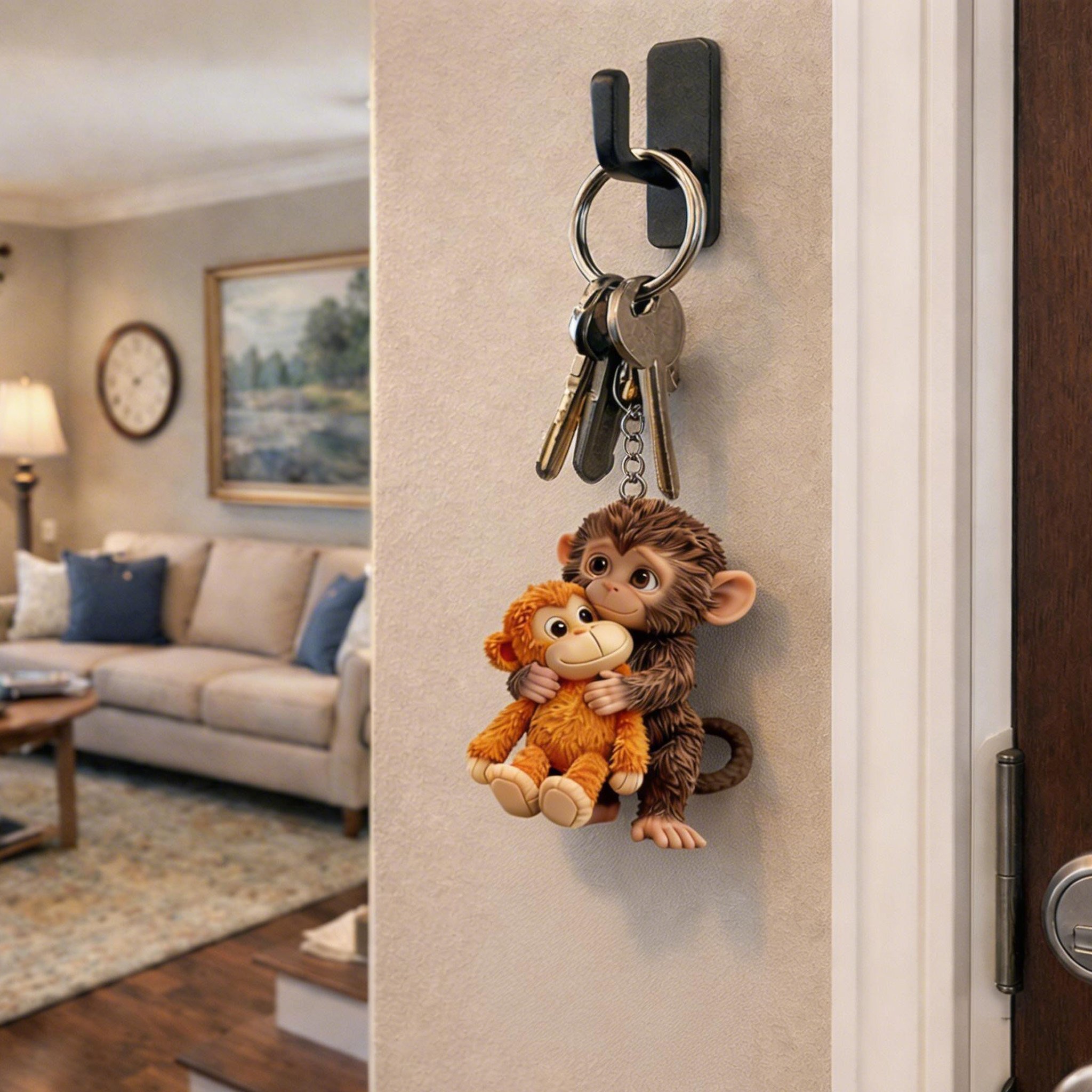 🐵3D Viral Punch Monkey Keychain 💕- Emotional Gift for Animal Lovers, Family, Friends, Loved Ones🎁