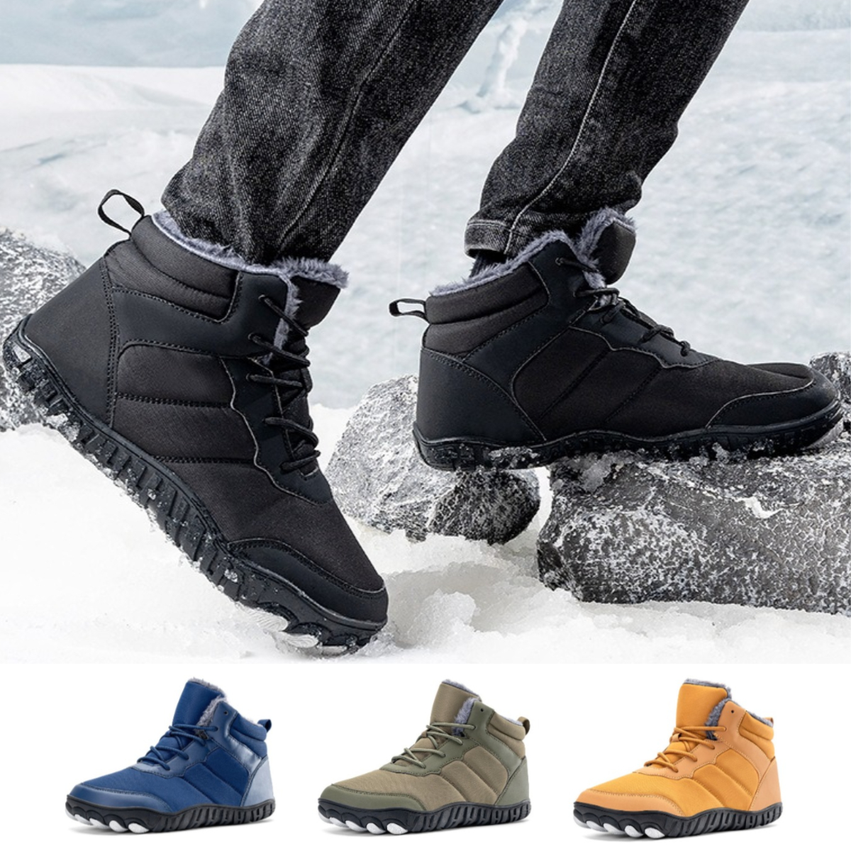 SnugStride - Non-slip & Carbon Fiber Waterproof Winter Barefoot Shoes (Unisex)