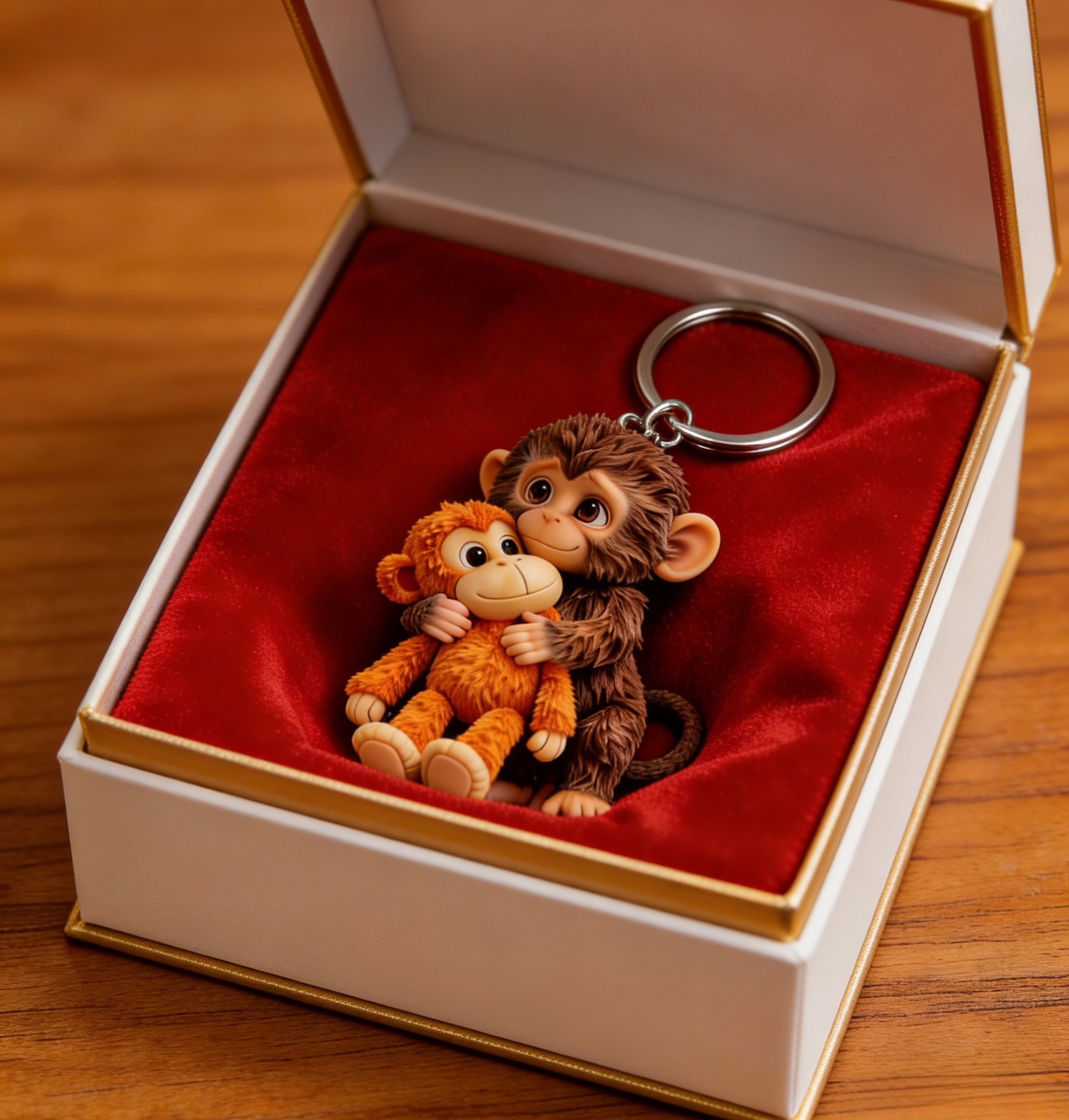 🐵3D Viral Punch Monkey Keychain 💕- Emotional Gift for Animal Lovers, Family, Friends, Loved Ones🎁