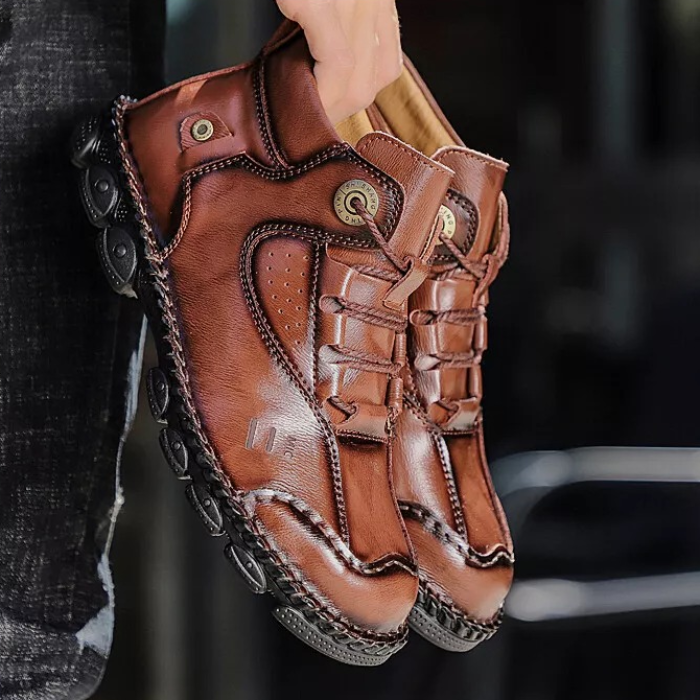 Men's Waterproof Premium Supple Leather Comfortable Leather Shoes - Spacious Toe Box, Arch Support, Pressure Relief