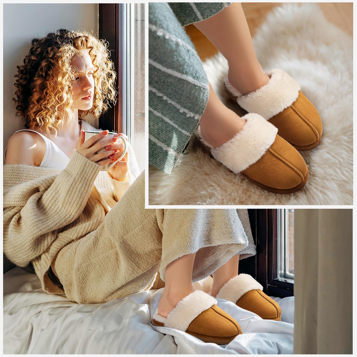 Fuzzy Winter Memory Foam Slippers