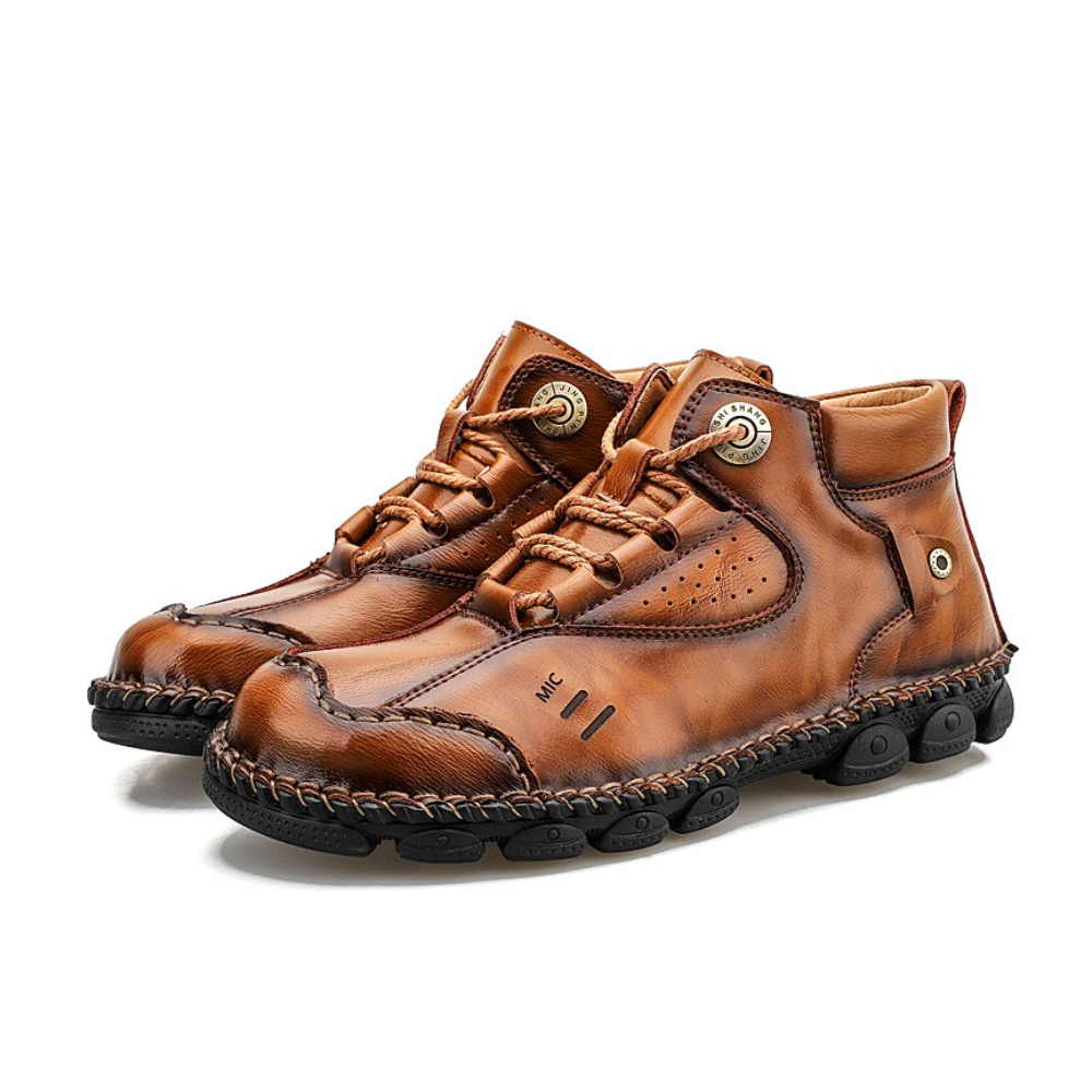 Men's Waterproof Premium Supple Leather Comfortable Leather Shoes - Spacious Toe Box, Arch Support, Pressure Relief