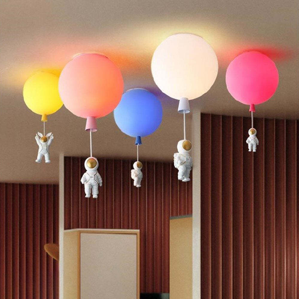 Fateh Astronaut Ballong Taklampa Plafond, Flerfärgad, Akryl, Grå/Vit, Sovrum