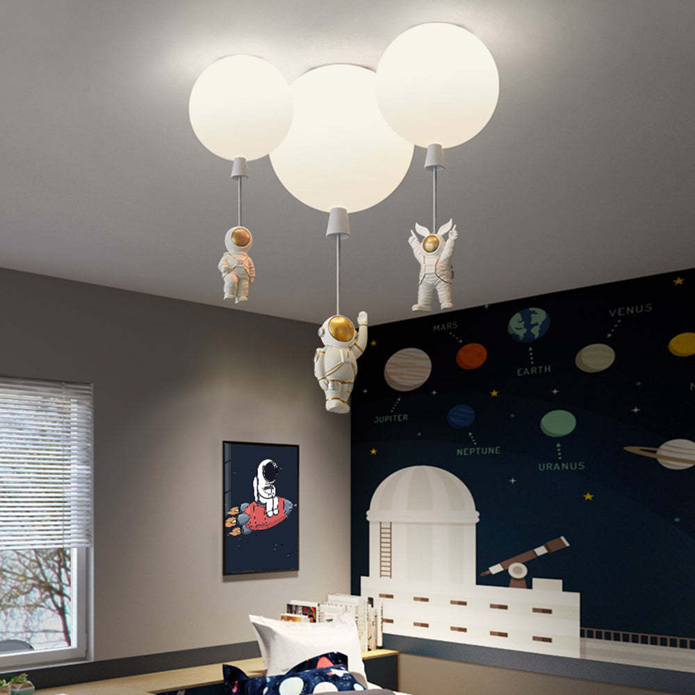 Fateh Astronaut Ballong Taklampa Plafond, Flerfärgad, Akryl, Grå/Vit, Sovrum