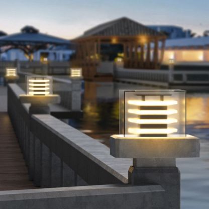Riley Design Minimalistisk Rektangulär Solcell Metall LED Utomhusbelysning Trädgård