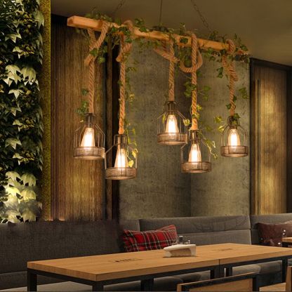 Alessio Modern Design LED Träbalk Trä Metall Pendellampa Vardagsrum Sovrum