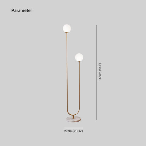 Valentina Modern U-shaped Metal/Glass Floor Lamp, Gold