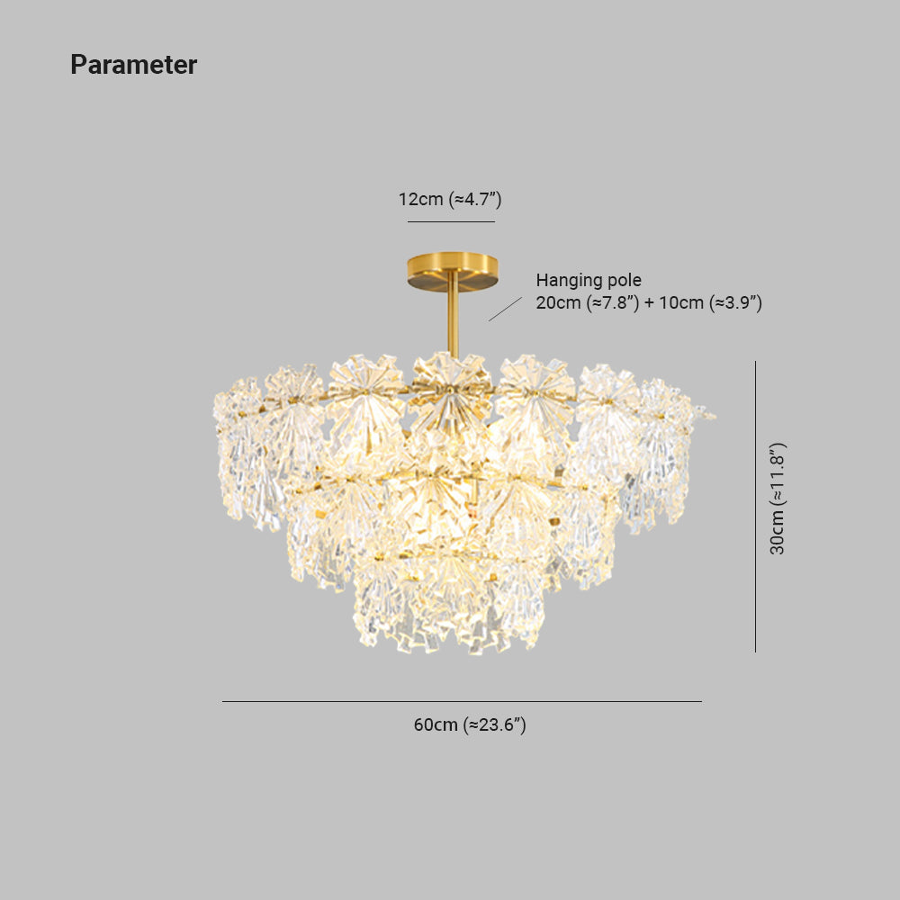 Marilyn Elegant Gold Pendant Light 3 Rings, Metal/Glass