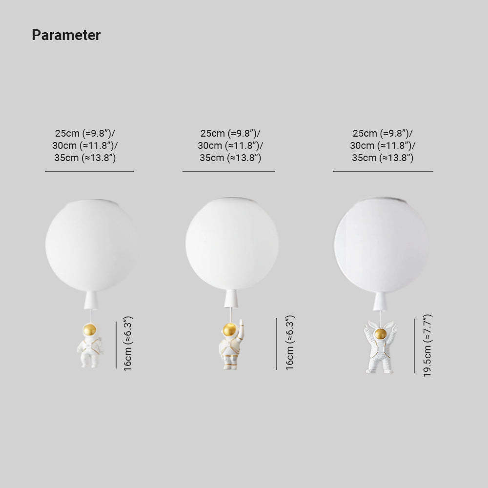 Fateh Astronaut Ballong Taklampa Plafond, Flerfärgad, Akryl, Grå/Vit, Sovrum