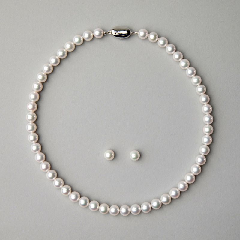 Flower pearl necklace set 8.0-9.0mm -HIGH Quality plus-