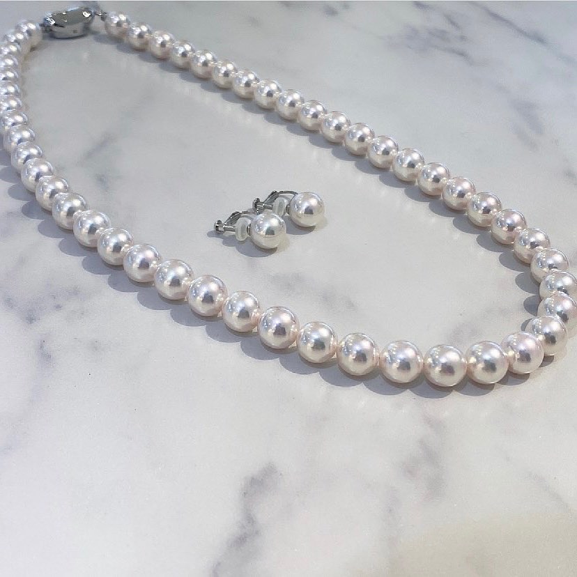 Flower pearl necklace set 8.0-9.0mm -HIGH Quality plus-