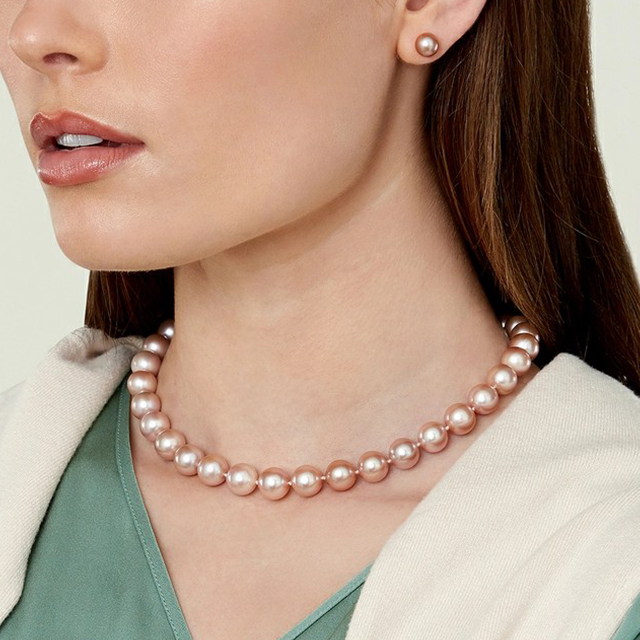 Japan Akoya Pink Pearl Necklace- AAA Quality