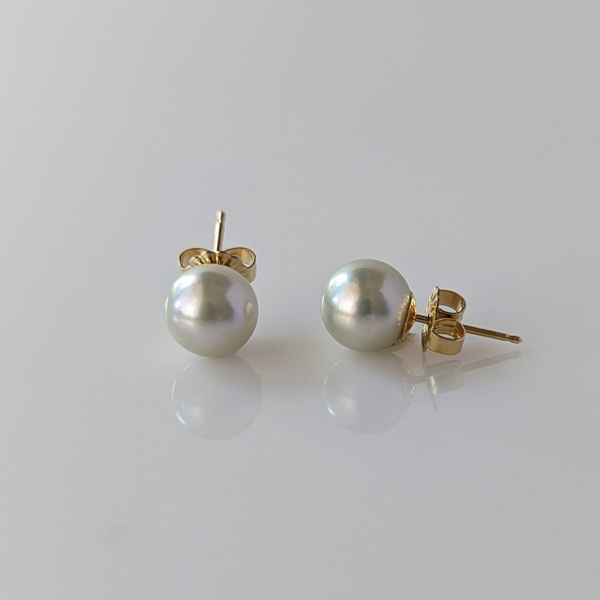 7.5-8.0mm Blue Akoya Pearl Stud Earrings
