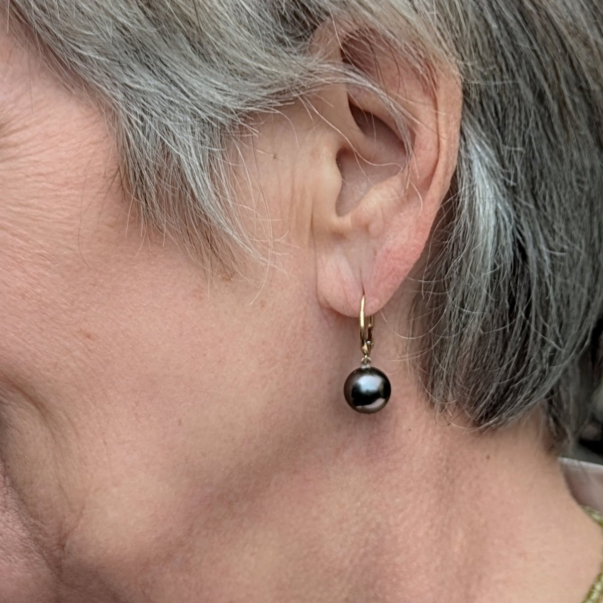 10-11mm Tahitian Pearl Dangle Lever-Back Earrings