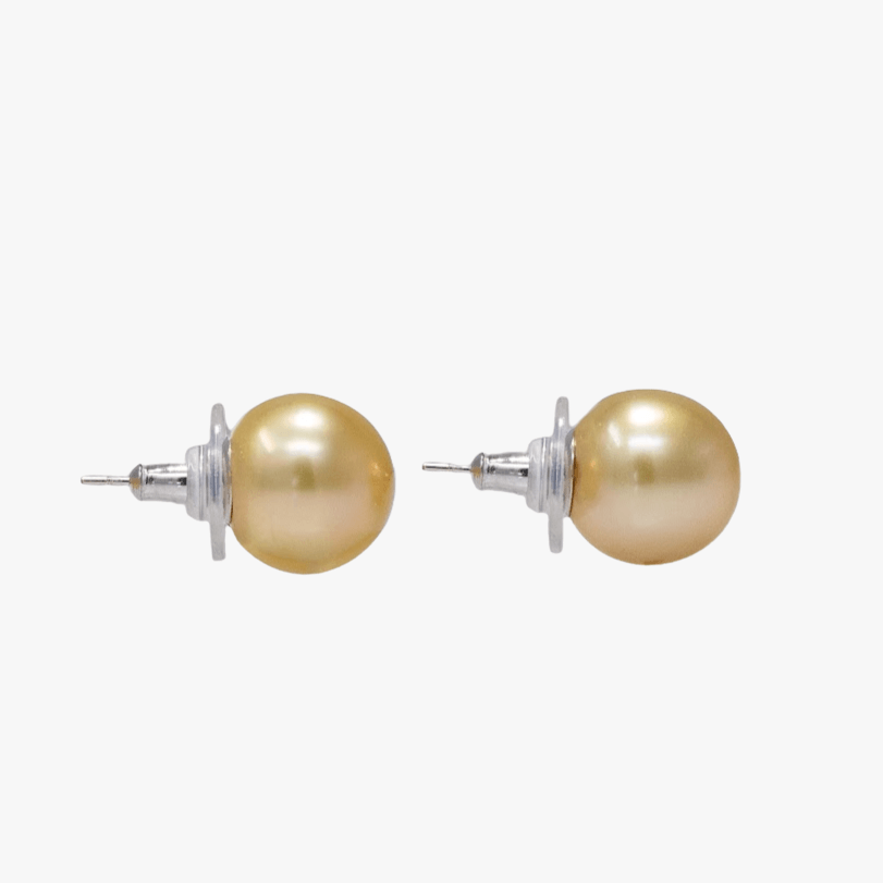 11-12mm Golden South Sea Pearl Stud Earrings