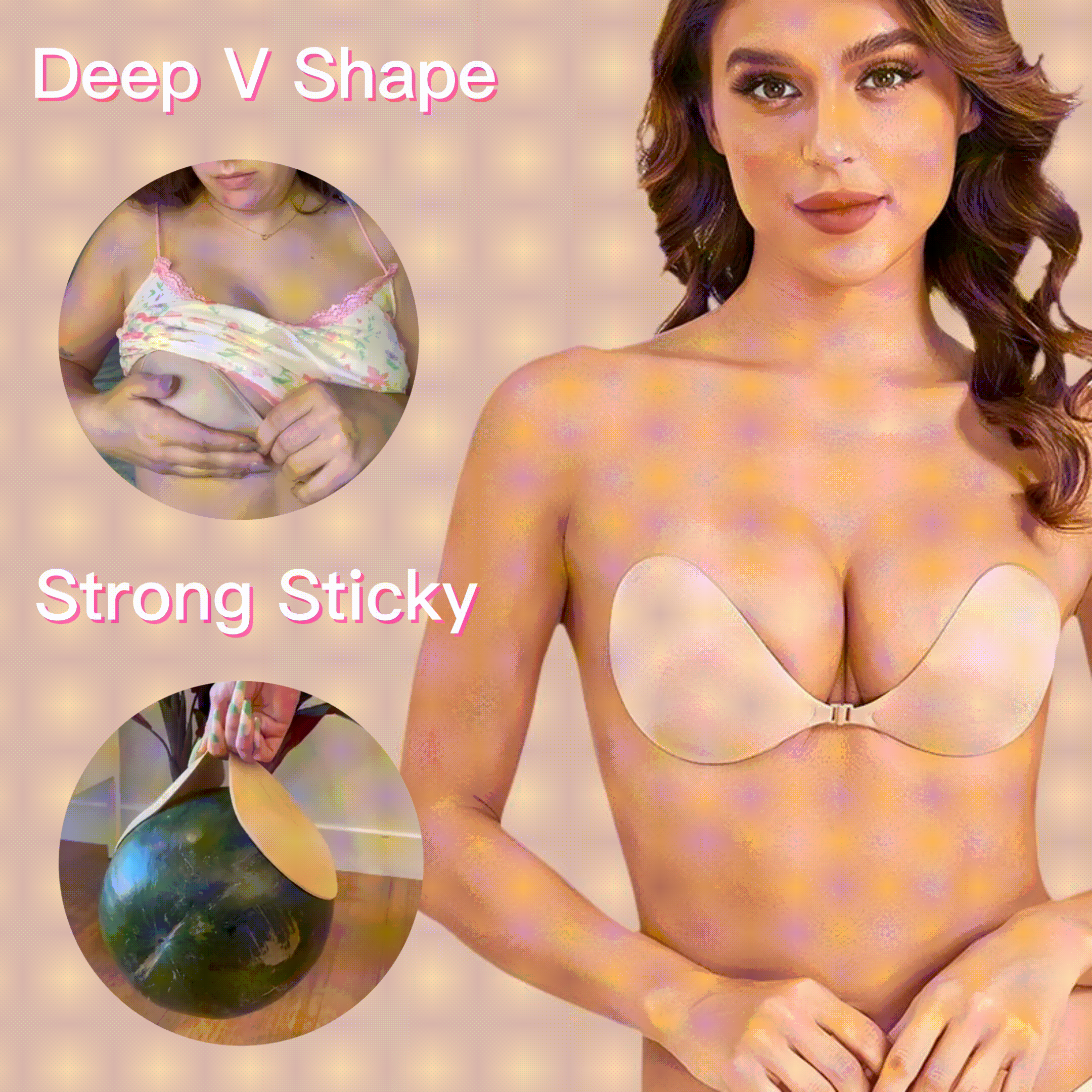 Adhesive Bra Backless Strapless Reusable Sticky Invisible Push Up Bra For Women-BUY 1 GET 1 Free