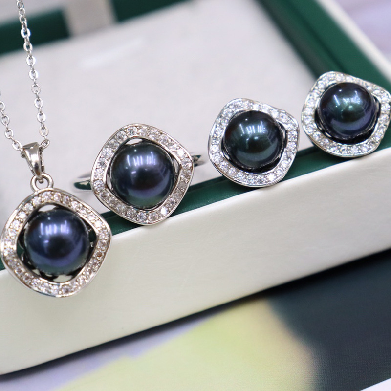 Halo Pearl Jewelry 4Pcs/Set - AAA Pearl Diamond