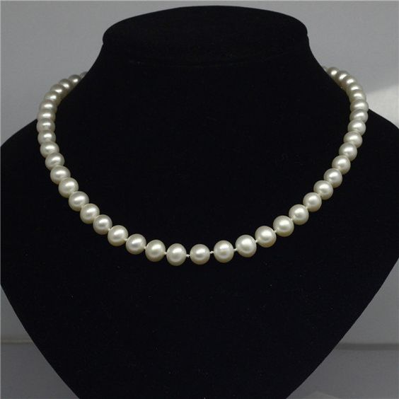 7.5-8.0 mm 18 Inch White Freshwater Pearl Necklace - AAA Quality
