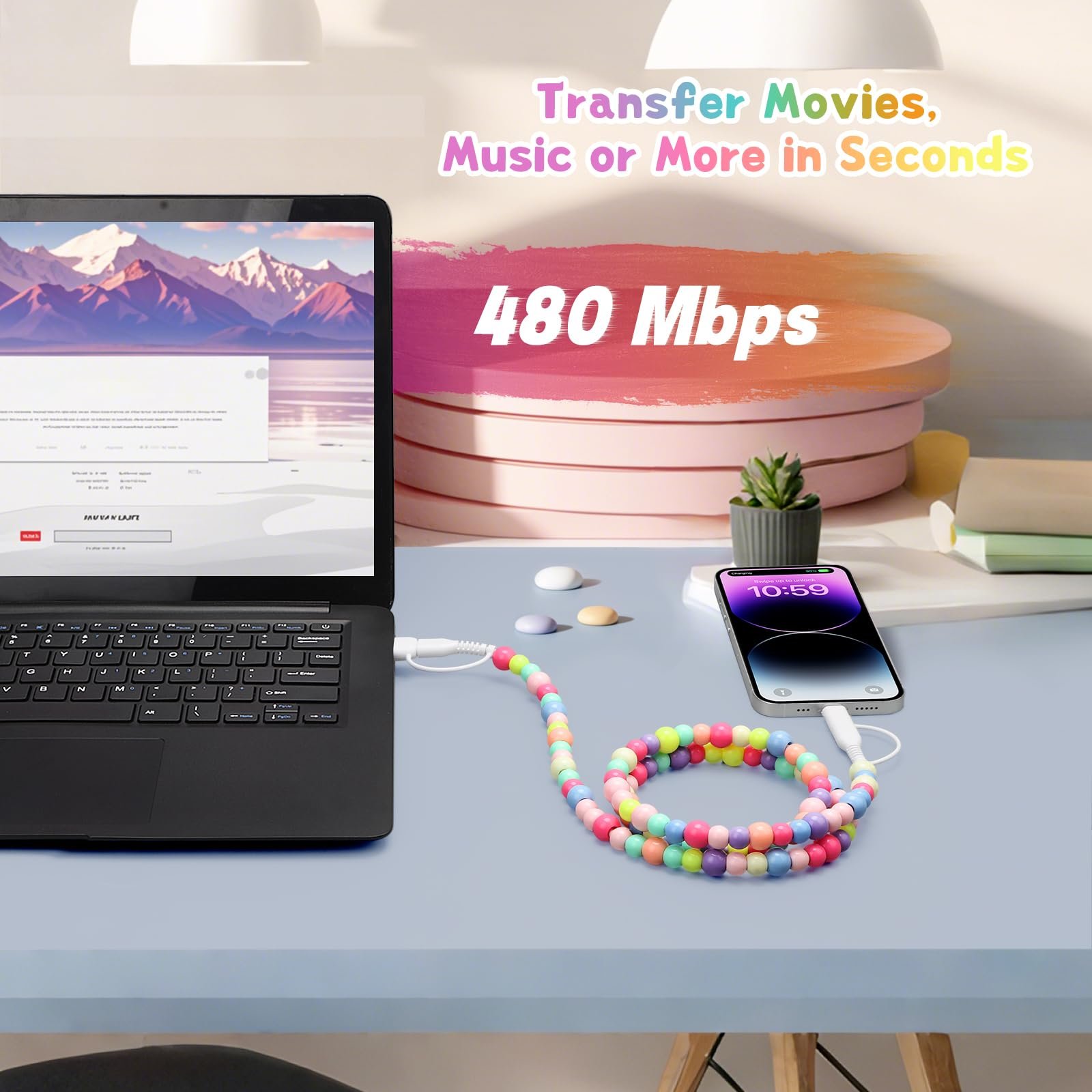 šBUY 1 GET 1 FREEš„4-in-1 Beaded Charging Cord&fast charging cable 66W