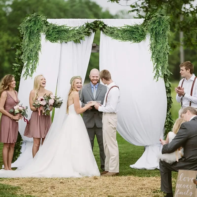 2pcs premium oxidation resistance artificial flower boston ferns artificial persian rattan fake hanging plant faux greenary vine outdoor uv resistant plastic plants for wall wedding party decor home decor details 4