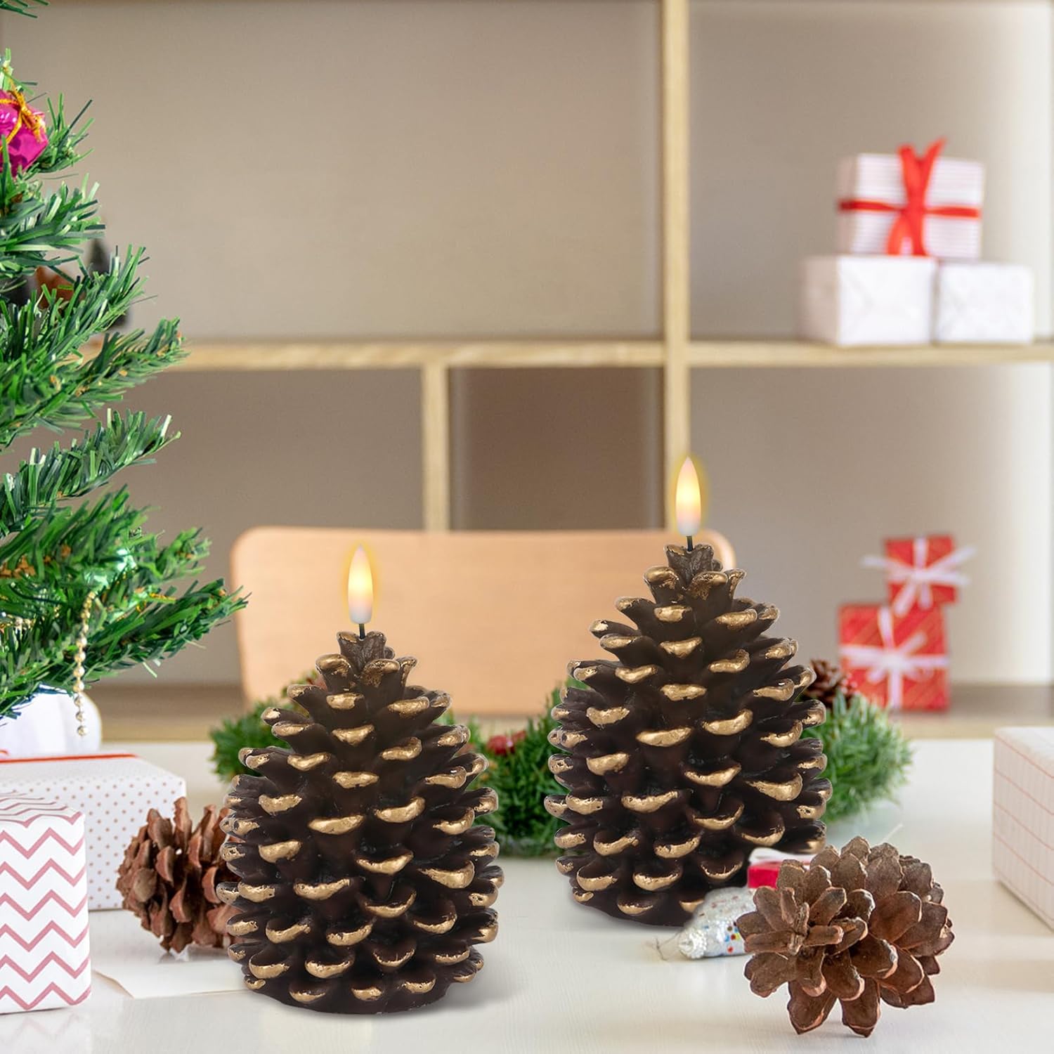 🎅2025 Christmas Promos 49% Off🔥Flameless Pinecone Candles Battery Operated