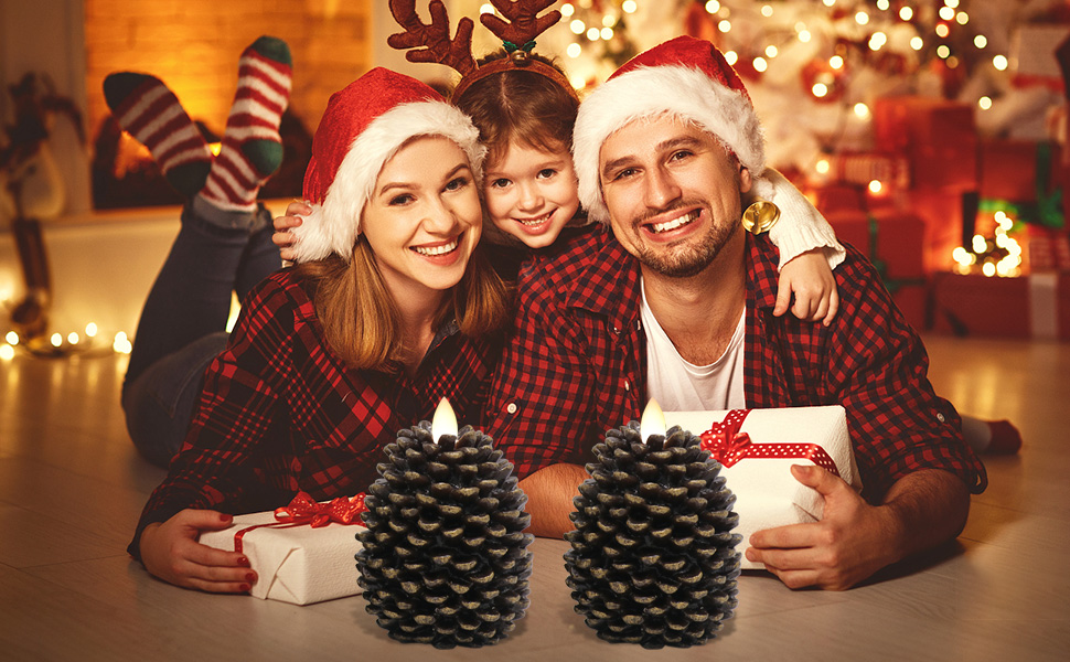 pine cone flameless candles