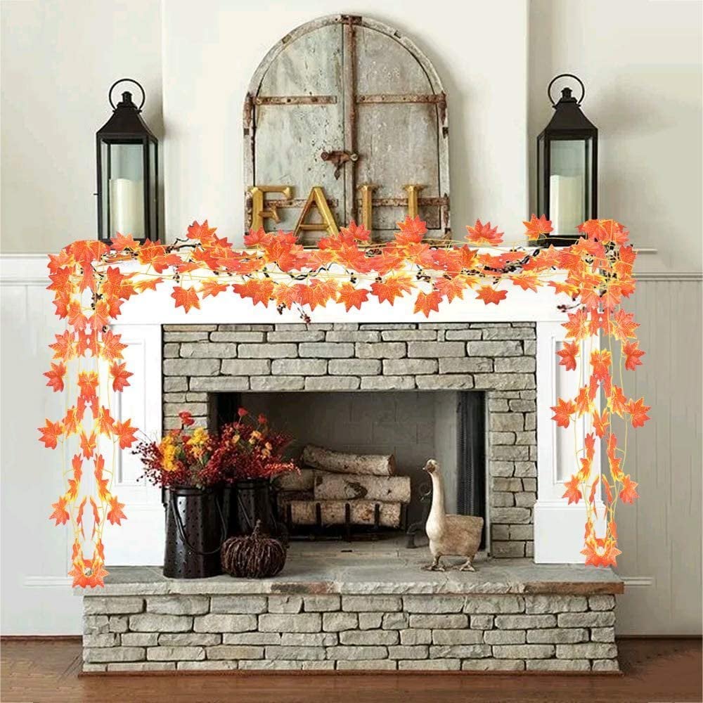 🔥Maple Vine Artificial Maple Leaf Wreath Autumn Maple Leaf Fall Decoration🍂