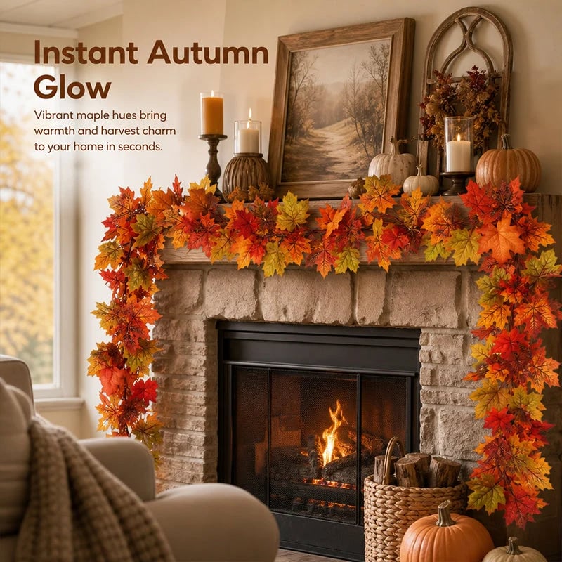 🔥LAST DAY 49% OFF -🍁Pre-Lit Autumn Maple Leaf Garland