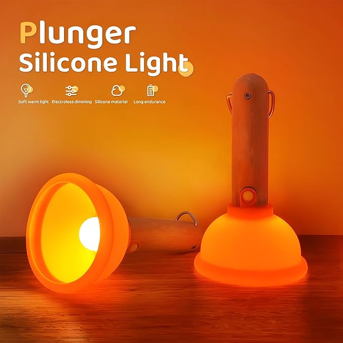 Last Day 49% OFF🎁Toilet Suction Night Light - Creative LED USB Charging Plunger Portable Flashlight
