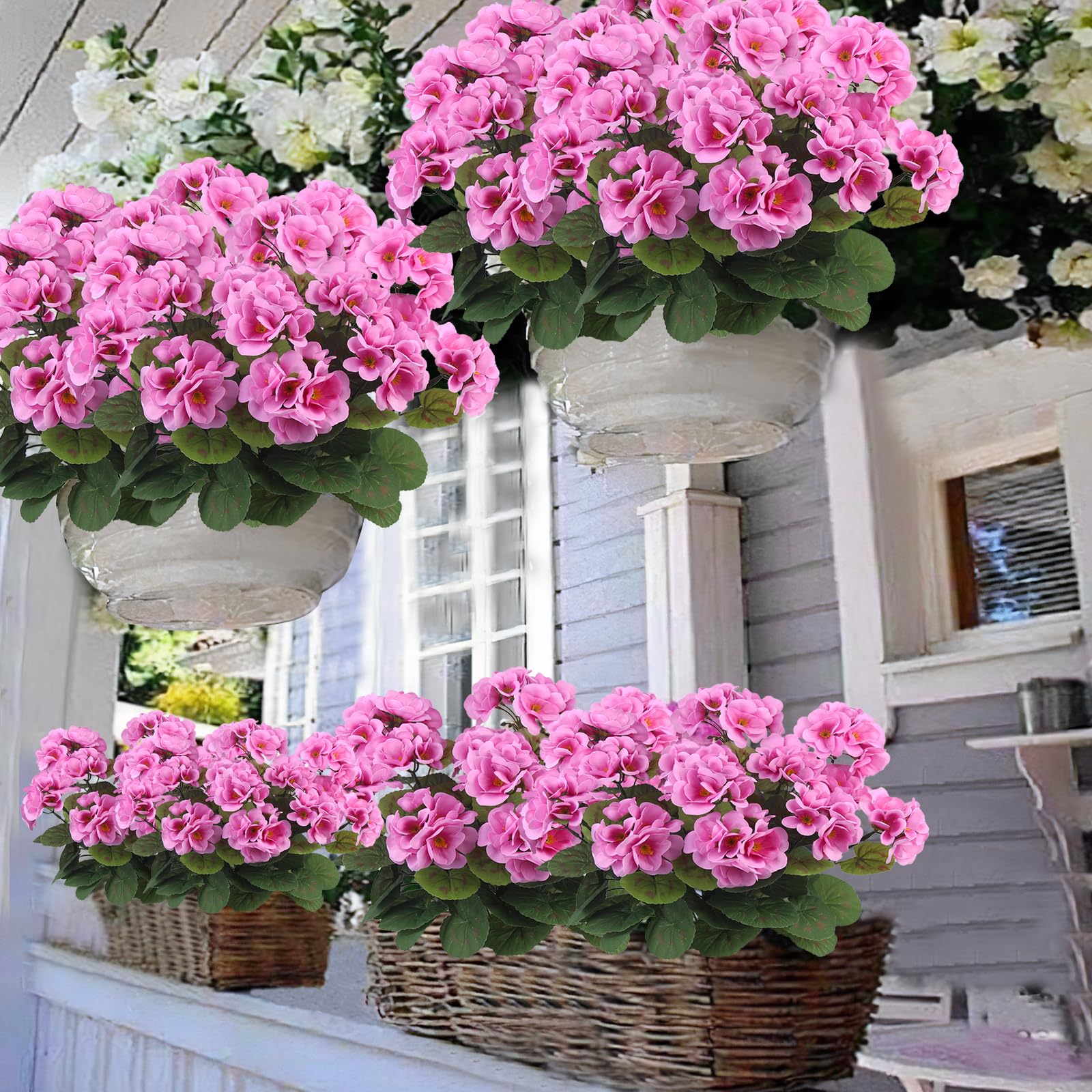 🔥$9.99 Hot Sale Today Only🌺 UV Resistant Lifelike Artificial Geraniums Flowers