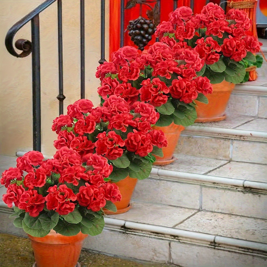 🔥$9.99 Hot Sale Today Only🌺 UV Resistant Lifelike Artificial Geraniums Flowers