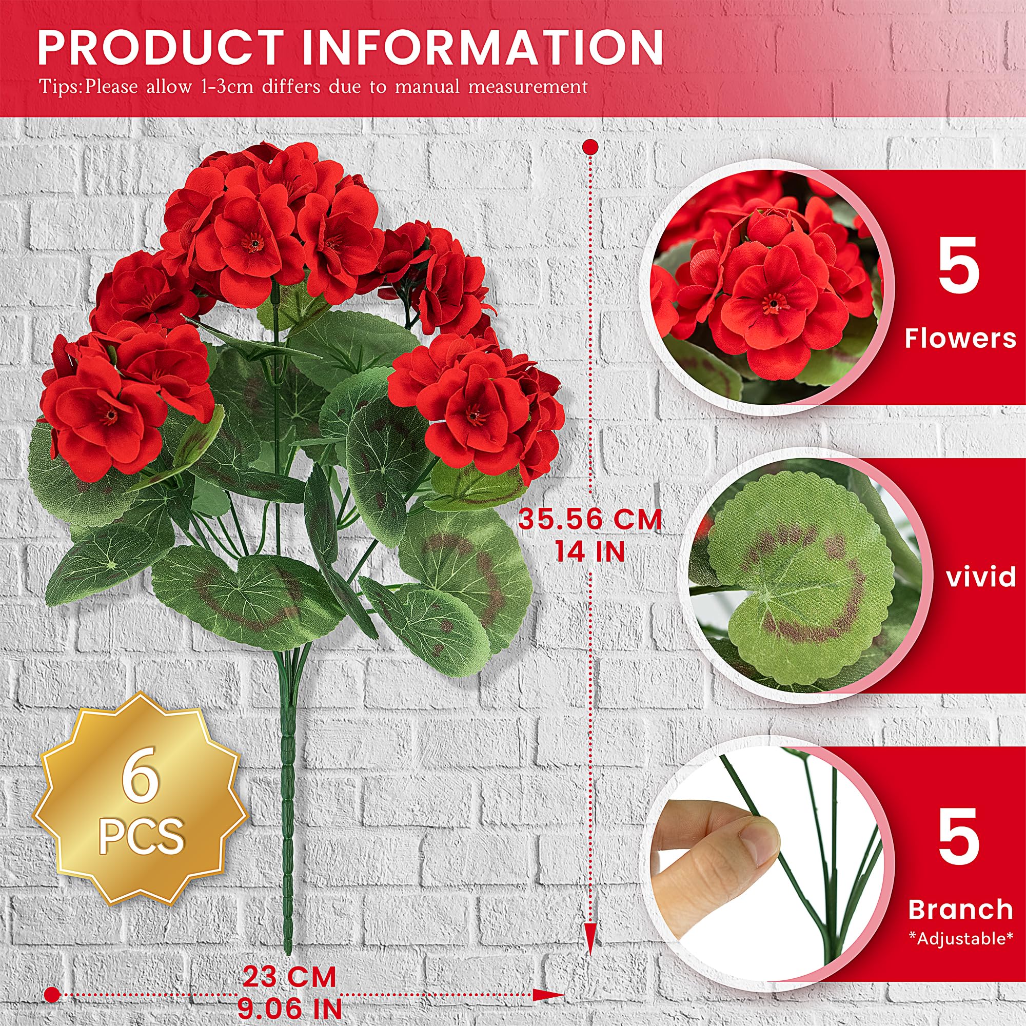 🔥$9.99 Hot Sale Today Only🌺 UV Resistant Lifelike Artificial Geraniums Flowers