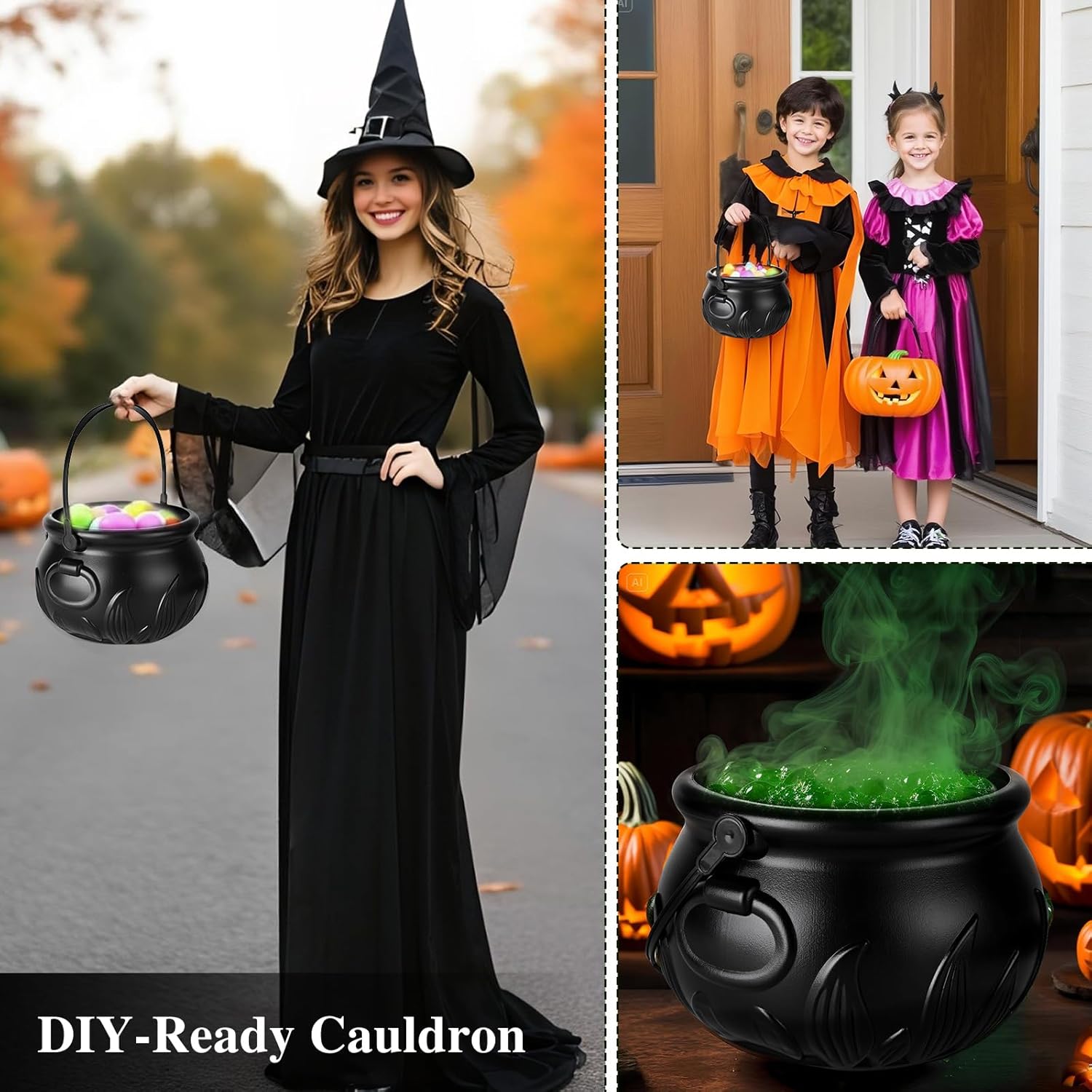 🎃Cauldron Halloween Decor with Magic Floating Potion Bottles and Diffuser👻