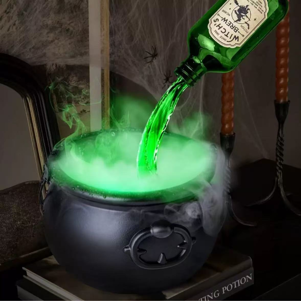 🎃Cauldron Halloween Decor with Magic Floating Potion Bottles and Diffuser👻
