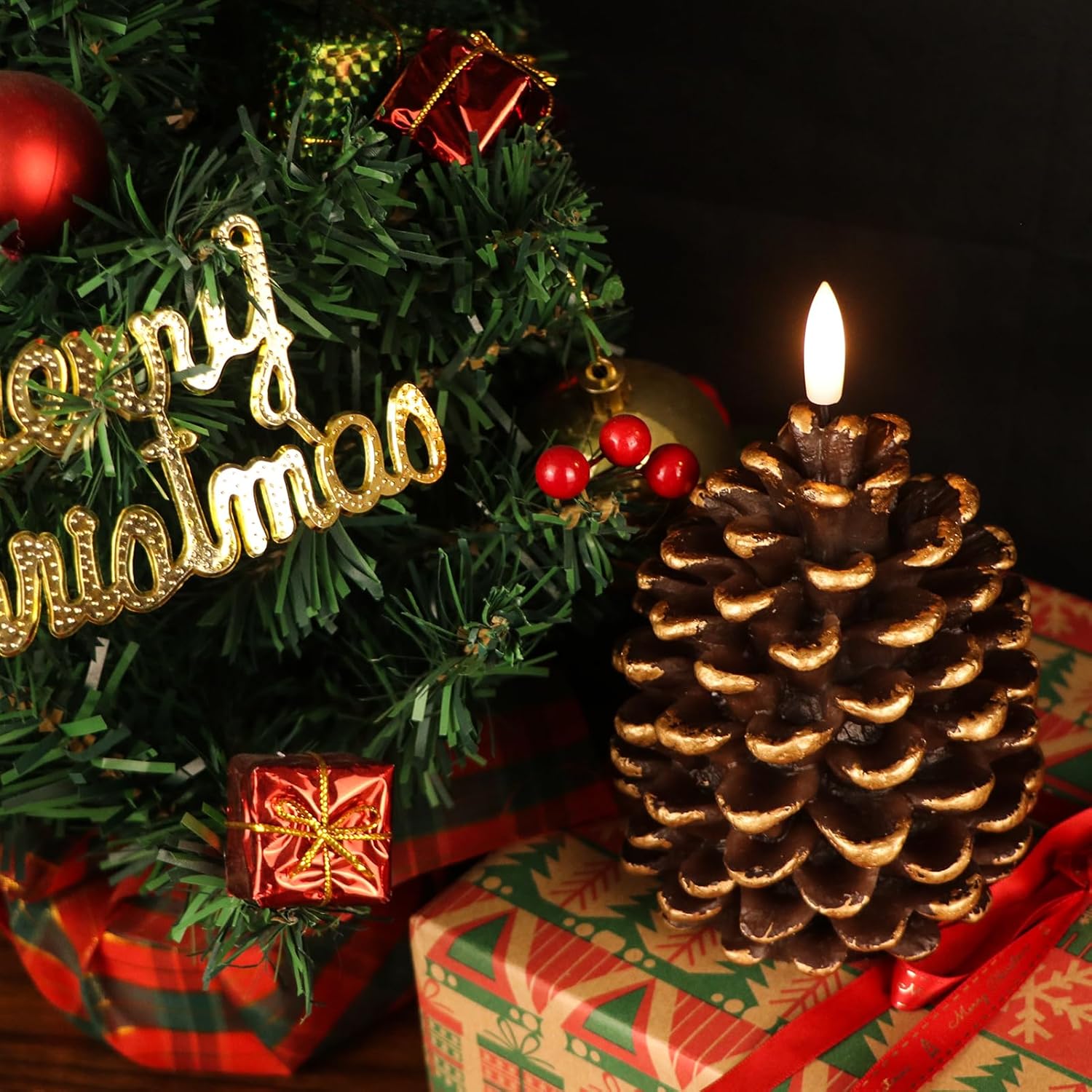 🎅2025 Christmas Promos 49% Off🔥Flameless Pinecone Candles Battery Operated
