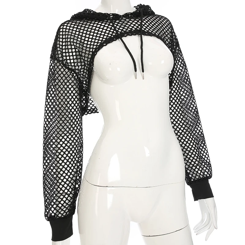 Summer Mesh Sexy T Shirt Women Hollow Out Smocked Crop Tops Long Sleeve Hoodies Tees Shirt Fishnet T-shirt Ladies 11 Summer Mesh Sexy T Shirt Women Hollow Out Smocked Crop Tops Long Sleeve Hoodies Tees Shirt Fishnet T-shirt Ladies