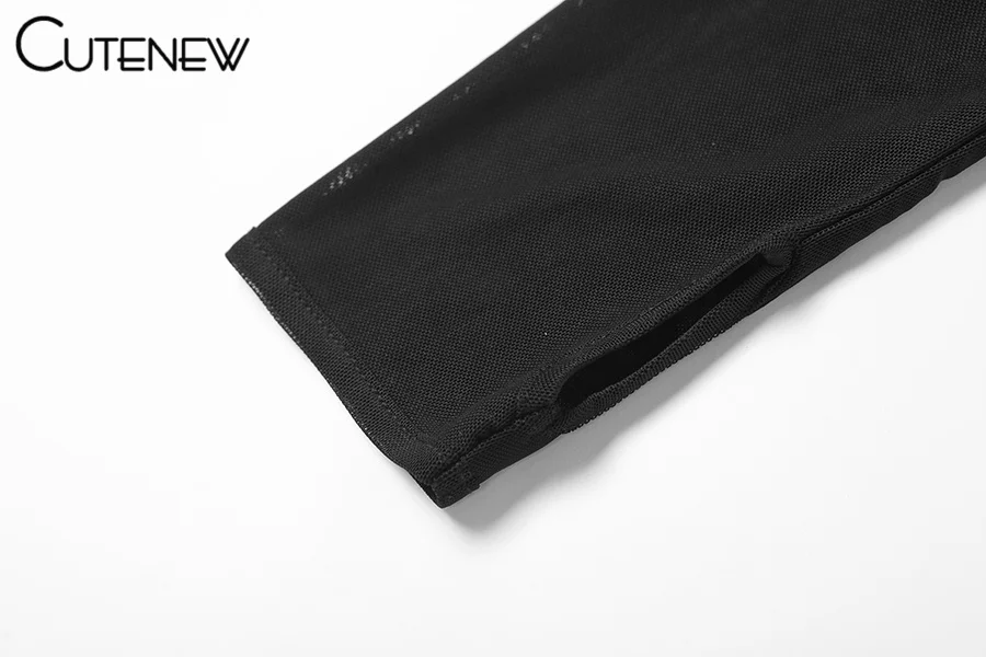 Solid Sexy Mesh See Through Irregular Hollow Bodysuit Women Fashion O-Neck Long Sleeves Stretch Club Party Lady Rompers