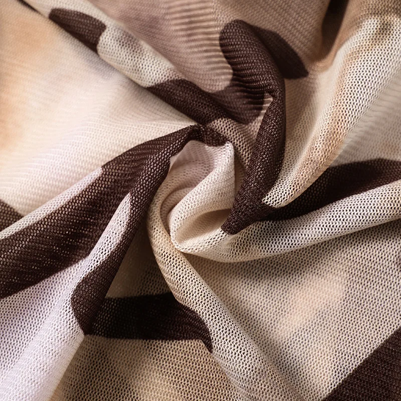 See Through Y2k Top Long Sleeve T Shirts For Women Clothing Mesh Patchwork Roupas Femininas Estilosas Slim Brown Ropa De Mujer