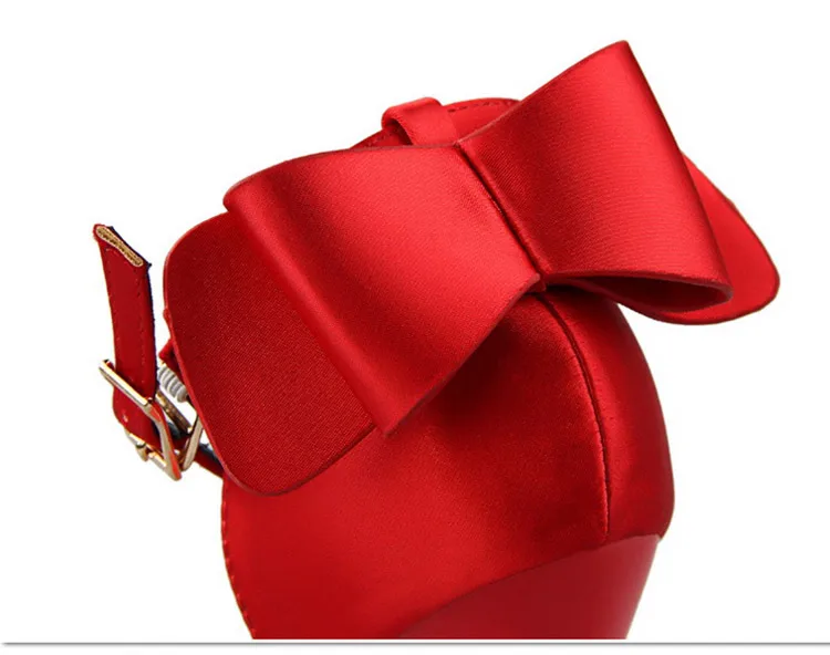 Shoes Bow Woman Pumps Silk High Heels Women Shoes Stiletto Red Wedding Shoes Women Heels Women Sandals 8cm and 10cm