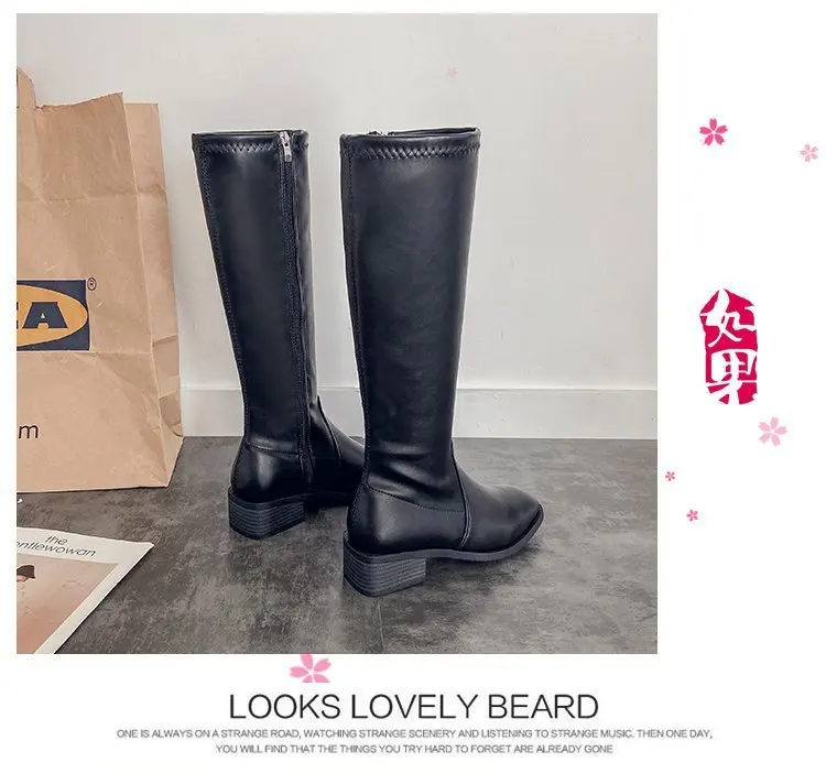 Knee High Boots Side Zipper PU Leather Booties Women Designer Shoes Autumn Winter Womens Fashion Knightly Boots Zapatos De Mujer