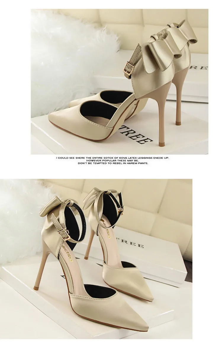 Shoes Bow Woman Pumps Silk High Heels Women Shoes Stiletto Red Wedding Shoes Women Heels Women Sandals 8cm and 10cm