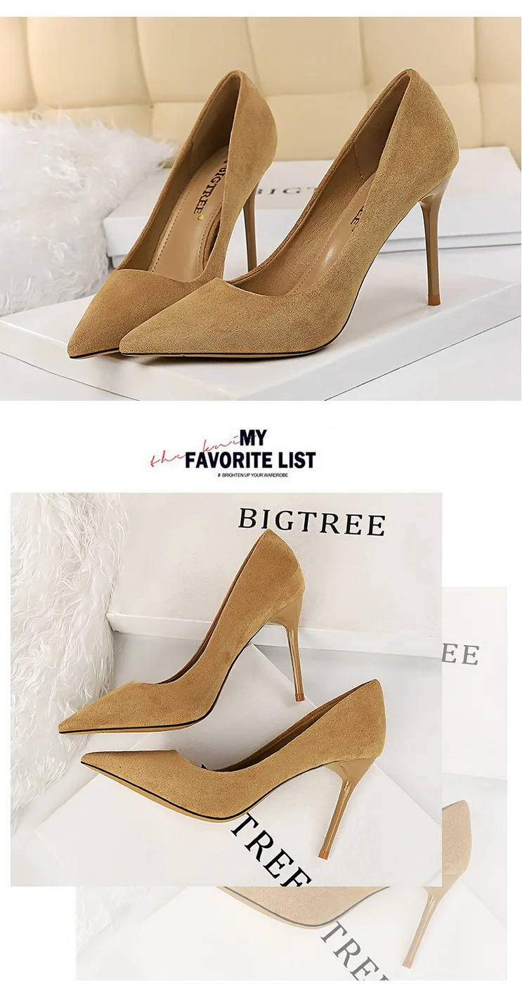Shoes Suede Woman Pumps New High Heels For Women Office Shoes Fashion Stiletto Heels Women Basic Pump Plus Size 42 43