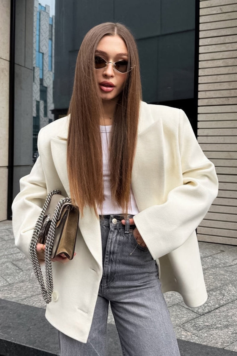 Paneled Wool Blend Blazer