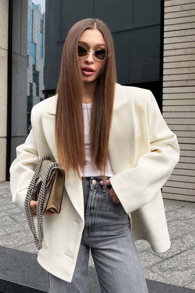 Paneled Wool Blend Blazer