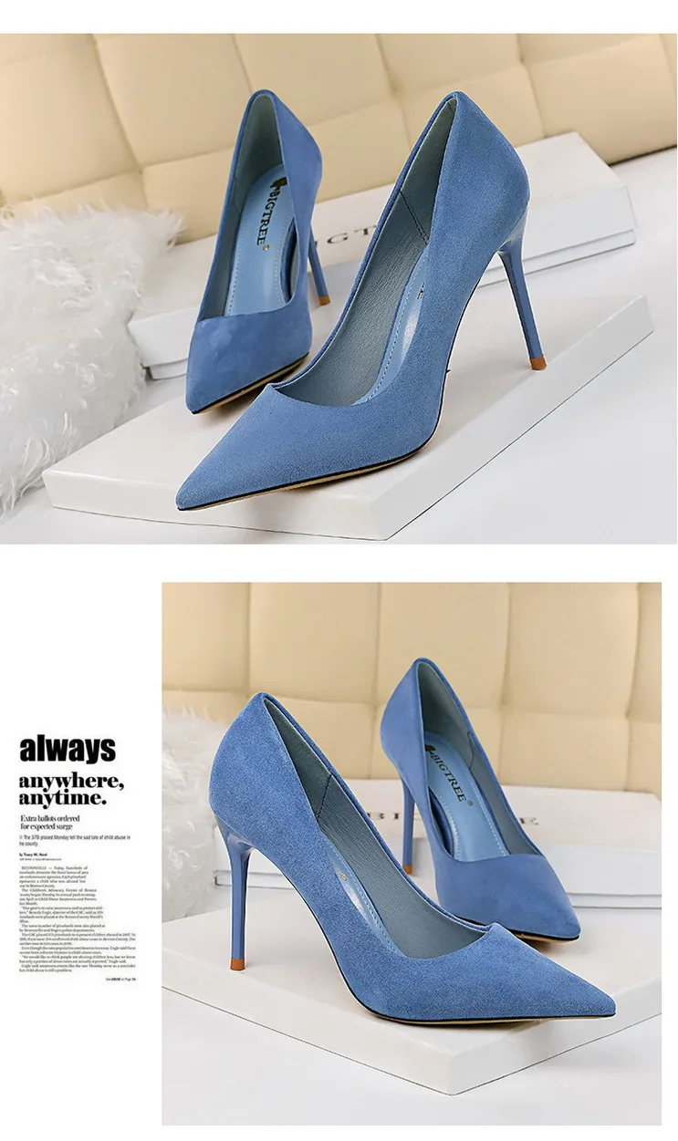 Shoes Suede Woman Pumps New High Heels For Women Office Shoes Fashion Stiletto Heels Women Basic Pump Plus Size 42 43