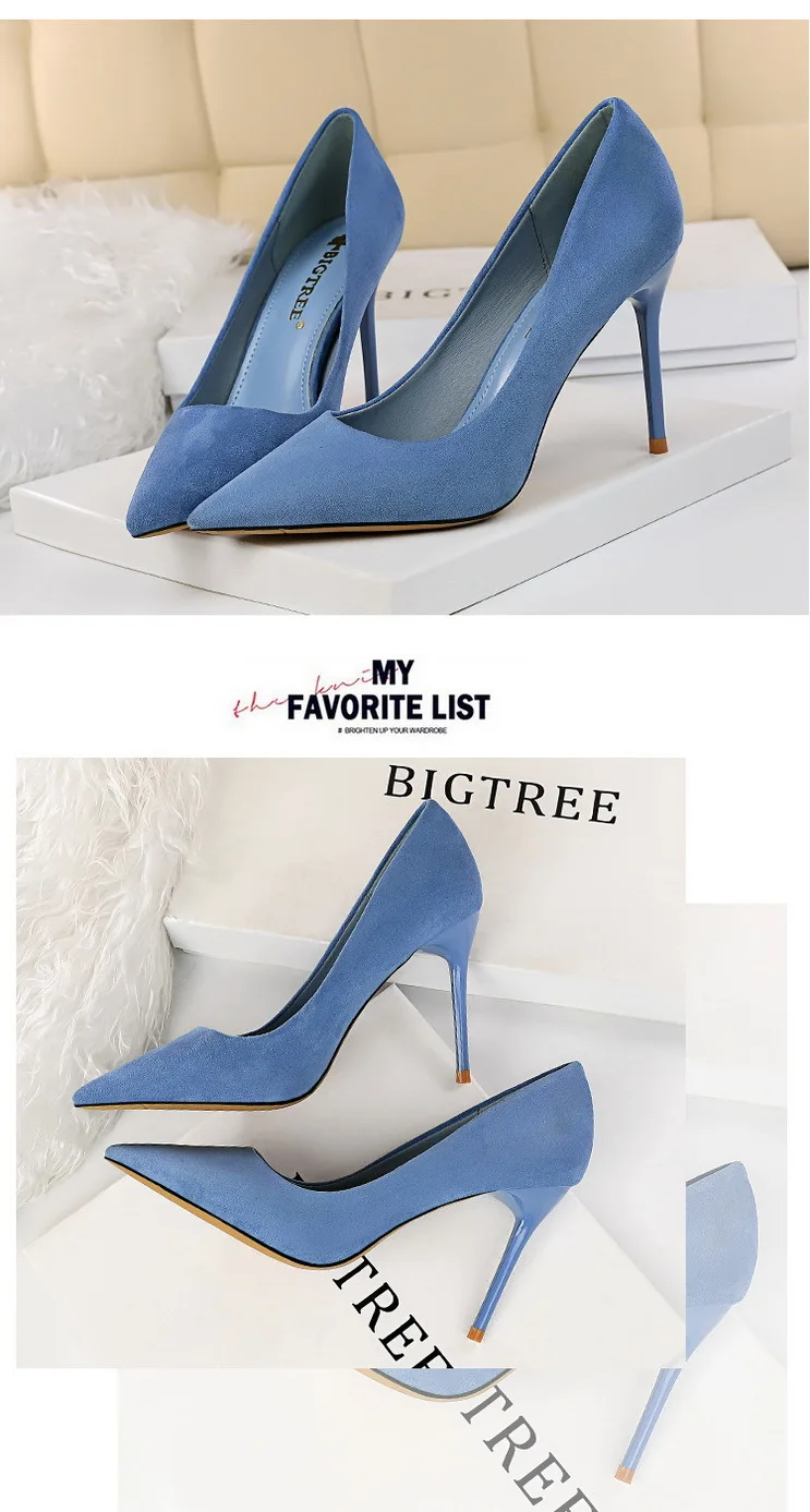 Shoes Suede Woman Pumps New High Heels For Women Office Shoes Fashion Stiletto Heels Women Basic Pump Plus Size 42 43