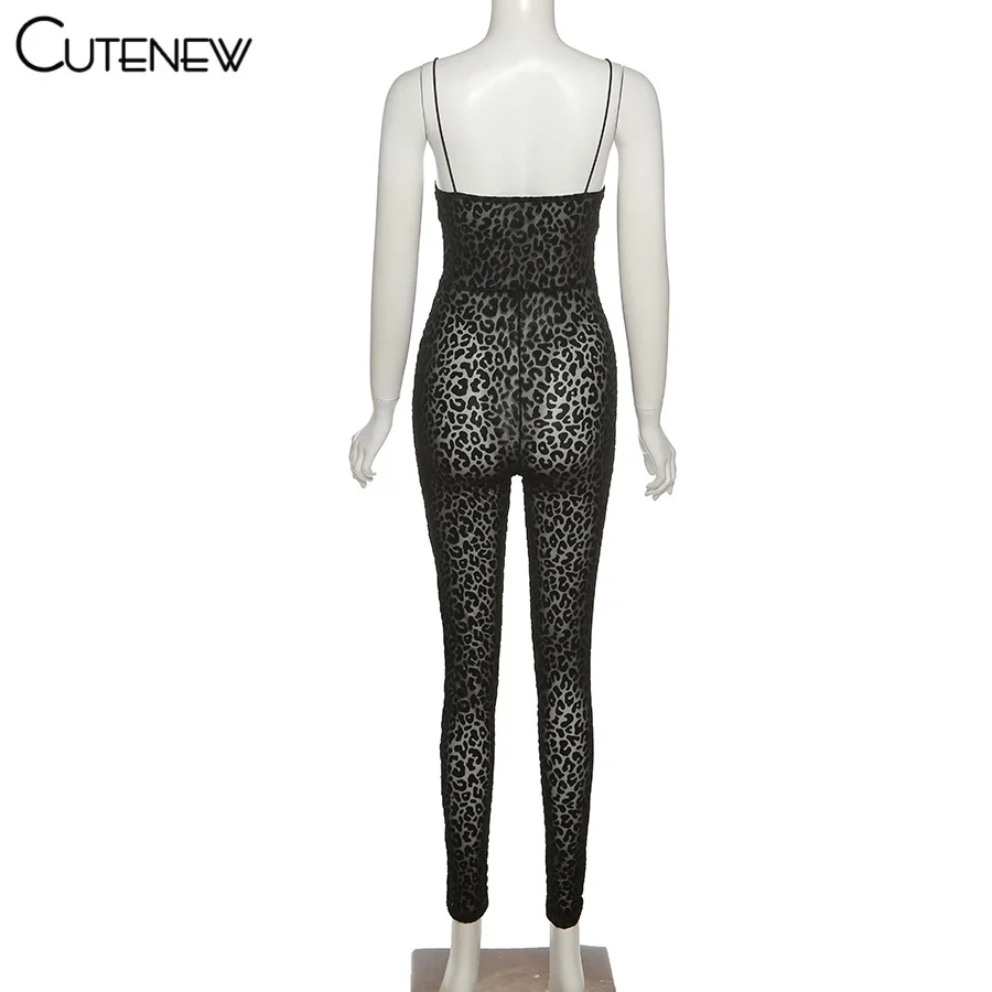 Y2K Leopard Print Skinny Casual Strap Jumpsuits Women Fashion Sexy Sleeveless Backless Slim Stretch Lady Party Clubwear