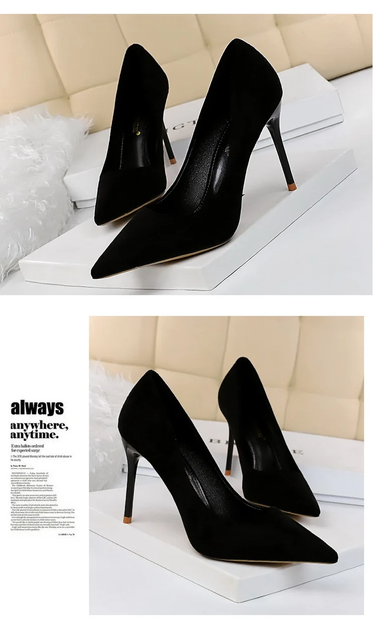 Shoes Suede Woman Pumps New High Heels For Women Office Shoes Fashion Stiletto Heels Women Basic Pump Plus Size 42 43